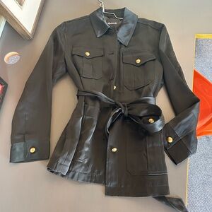 Madewell Black Satin Utility Jacket with Gold Accents